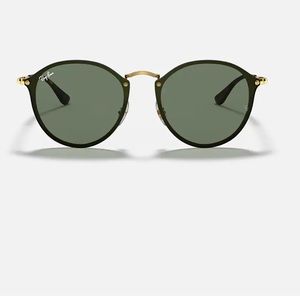 NWOT Ray-Ban Blaze Round Sunglasses, Green Classic + Gold w/ Case and Cloth